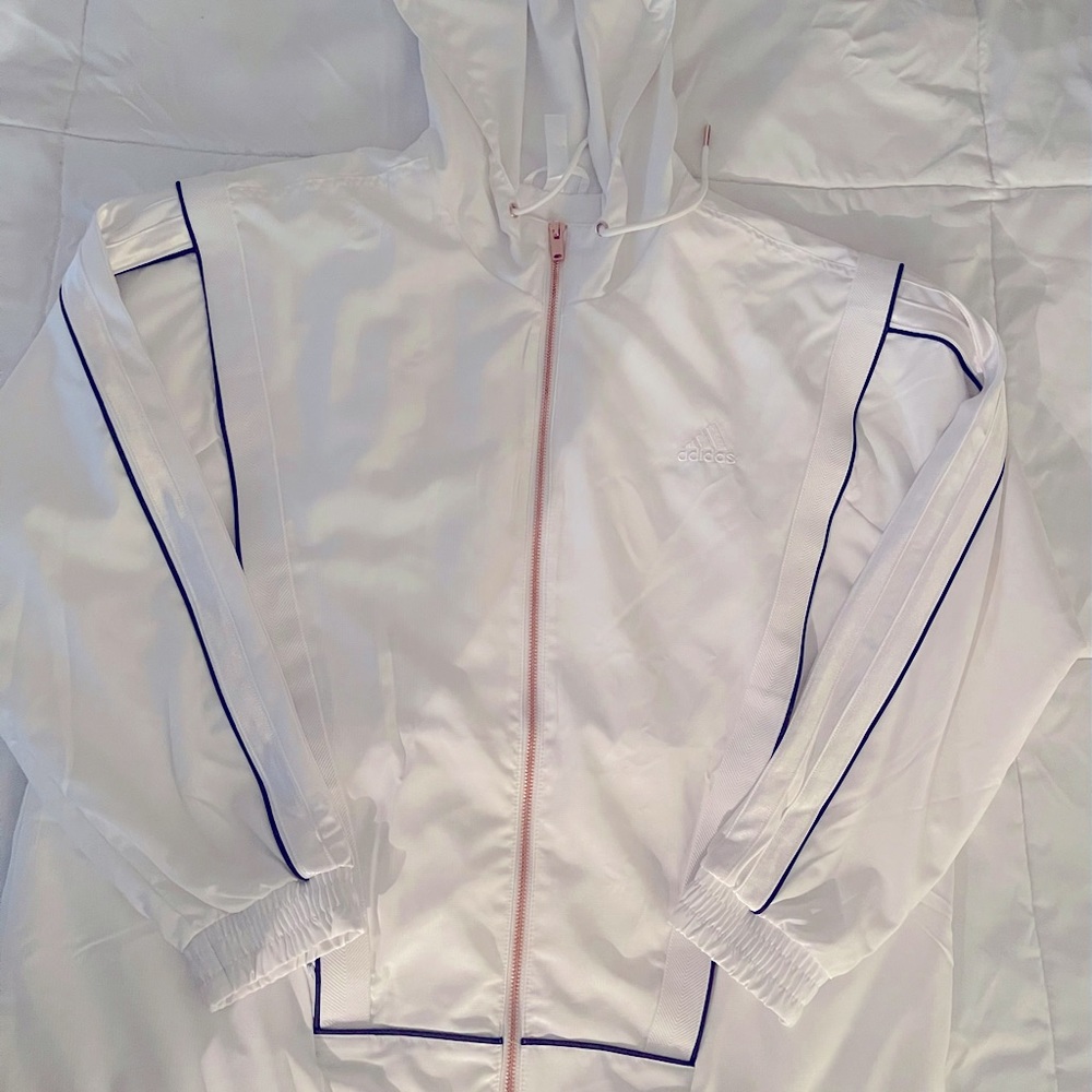 Adidas Jacket with pinstripe w/Rose Gold Zipper